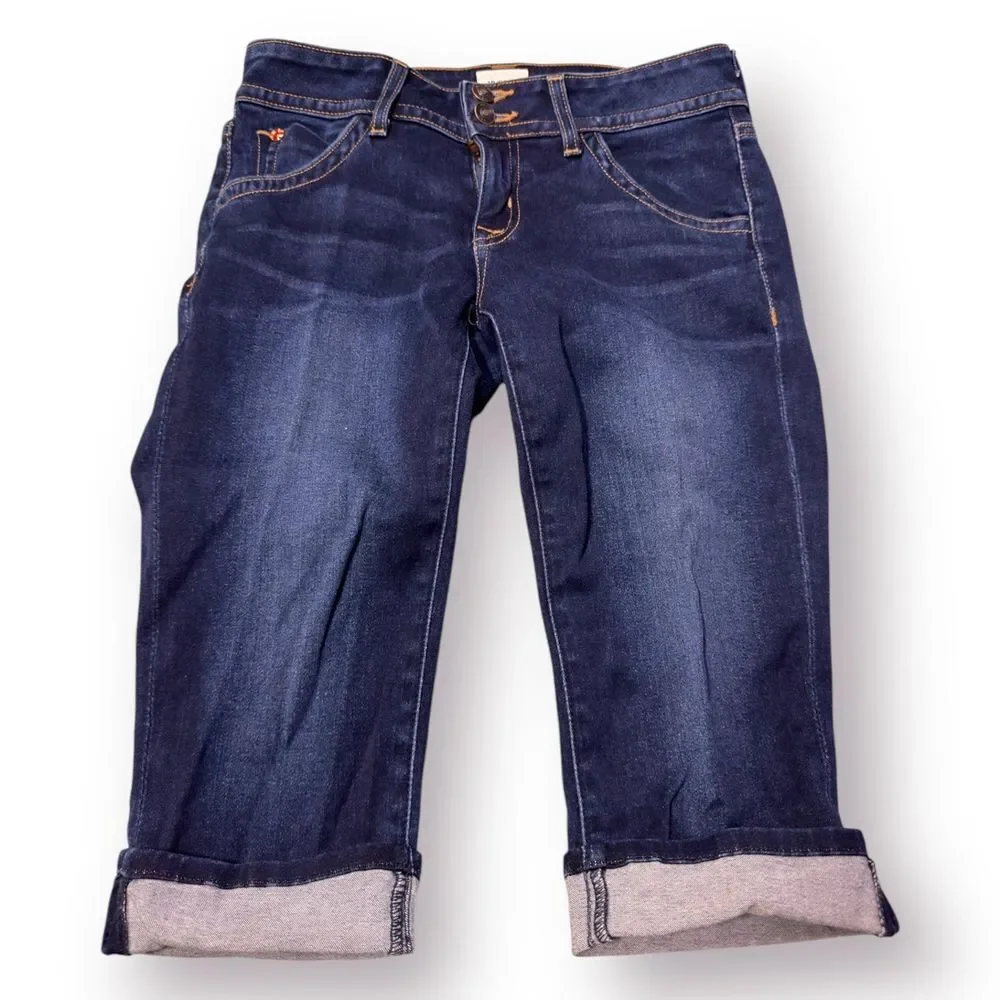 Hudson Womens‎ Flap Pocket Jeans Low Rise Size 26 Dark Blue Wash Y2K Cropped